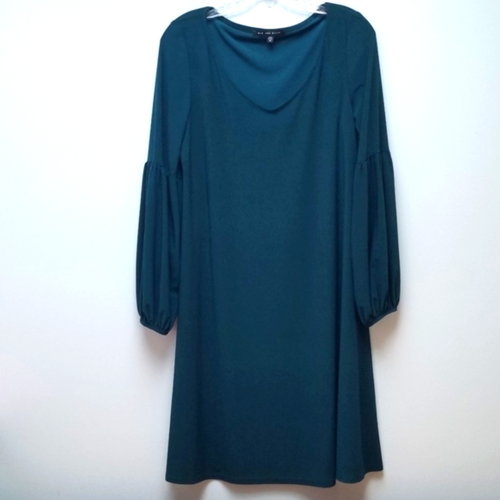NIK AND NASH | TEAL BALLOON SLEEVE DRESS, SZ M